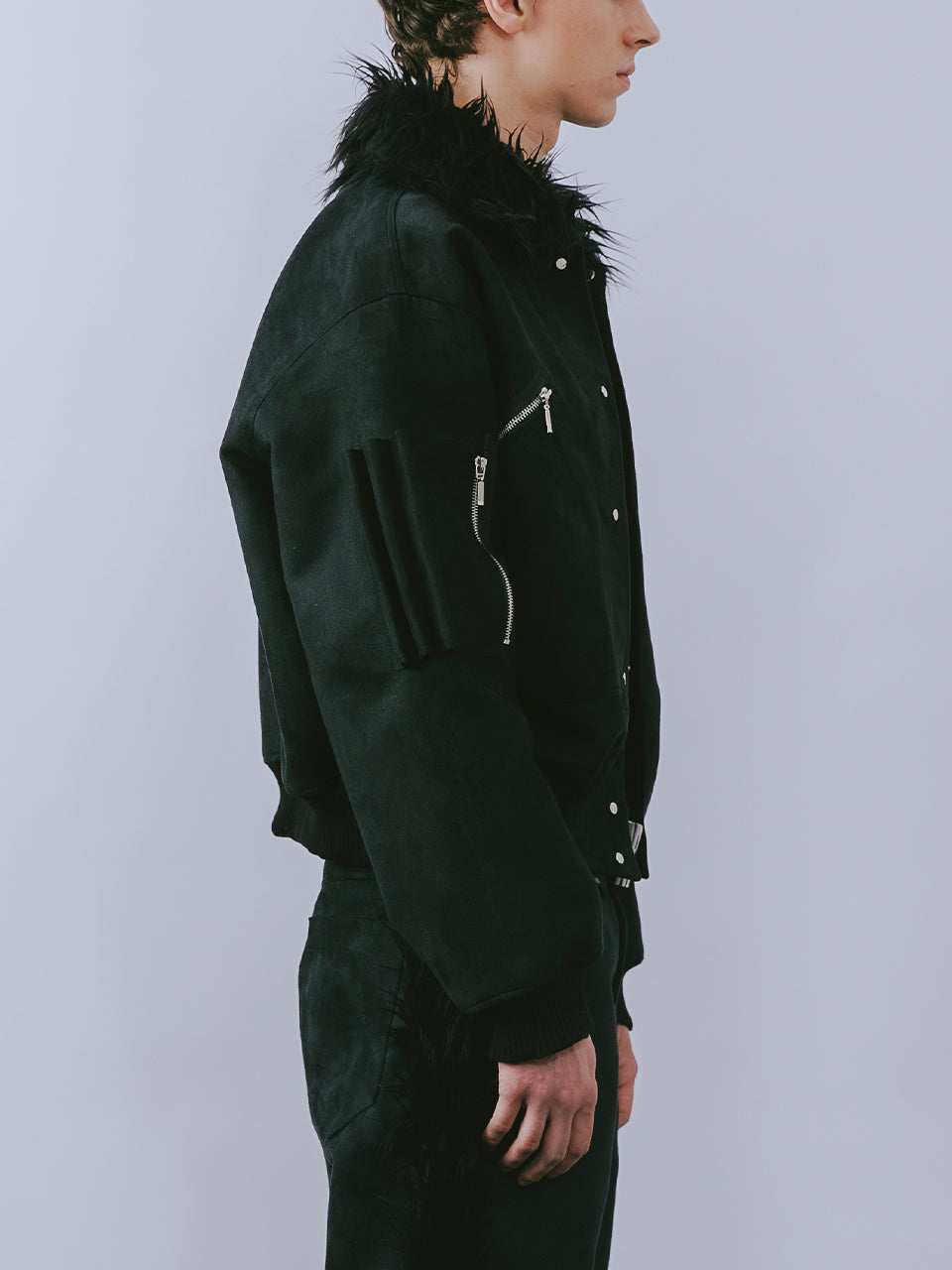 FAUX SUEDE VARSITY JACKET