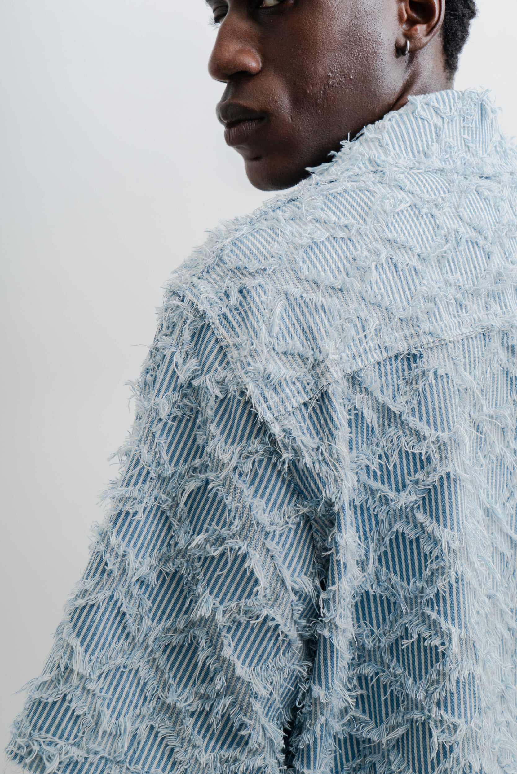 STRIPPED DENIM SHIRT - BABY BLUE