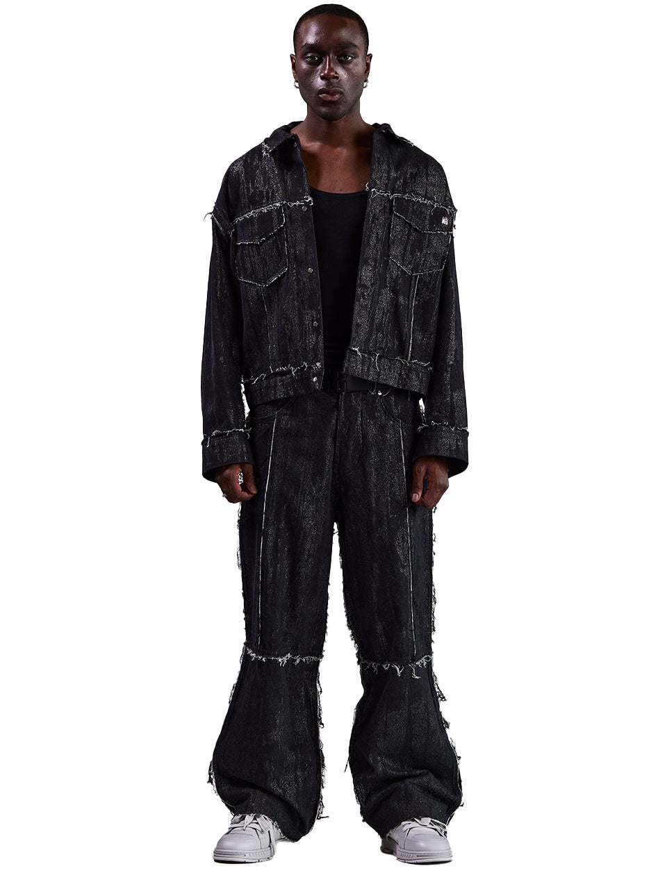 SILVER DENIM JACKET - SHINY BLACK
