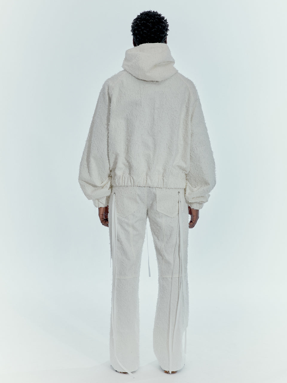 WHITE LACED DENIM PANTS